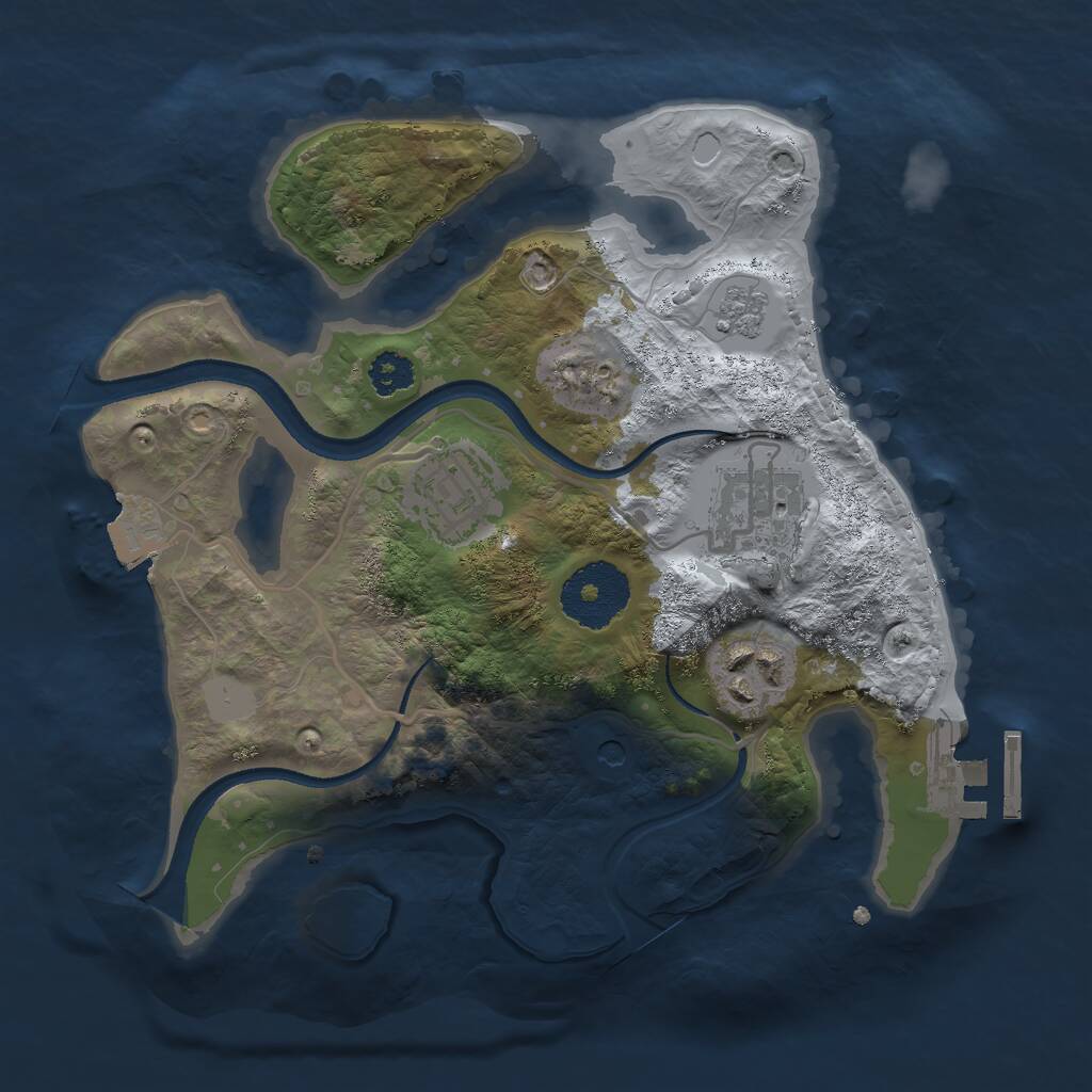 Rust Map: Procedural Map, Size: 2500, Seed: 2050621863, 7 Monuments