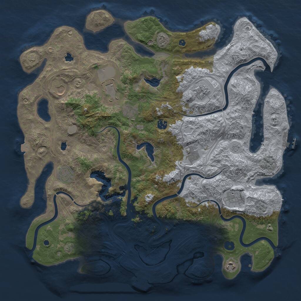 Rust Map: Procedural Map, Size: 4500, Seed: 2105994352, 16 Monuments