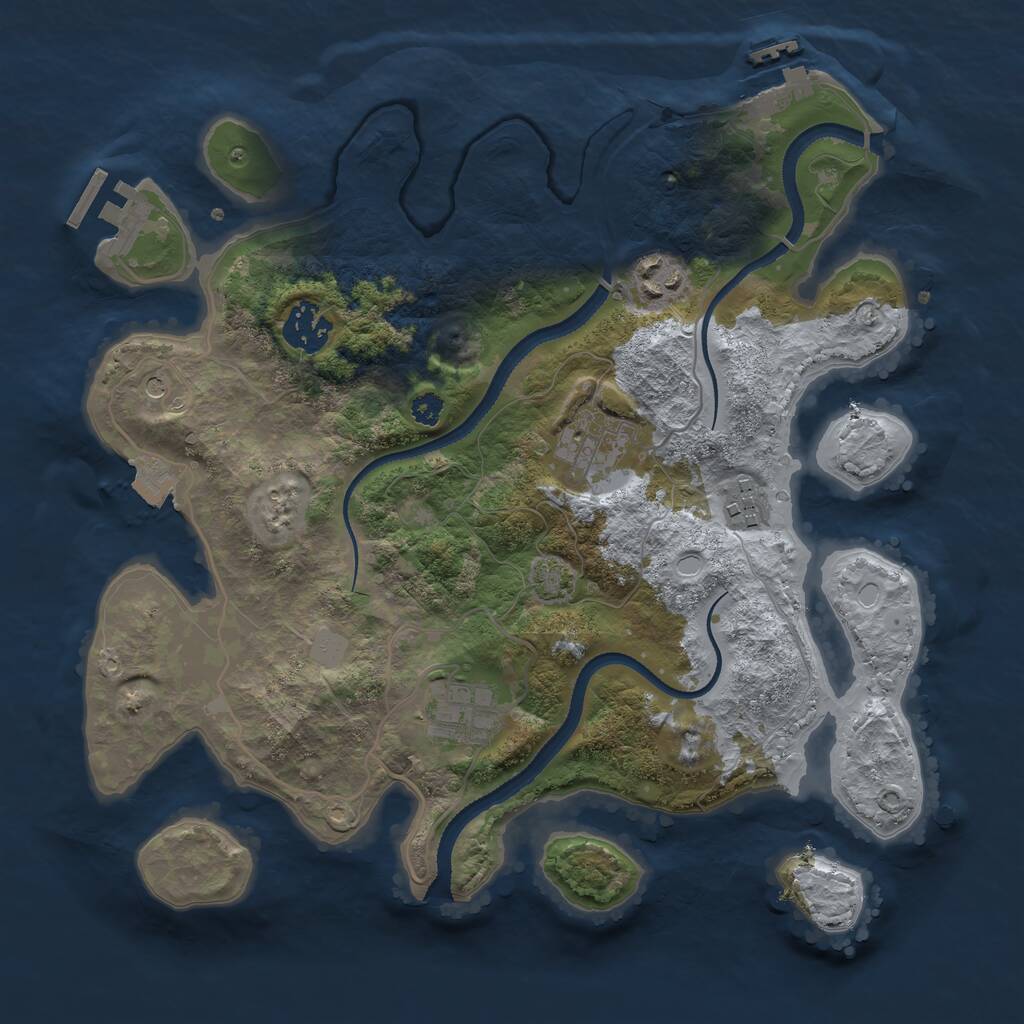 Rust Map: Procedural Map, Size: 3200, Seed: 122959163, 10 Monuments