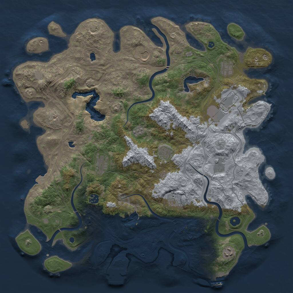 Rust Map: Procedural Map, Size: 4500, Seed: 123604449, 16 Monuments