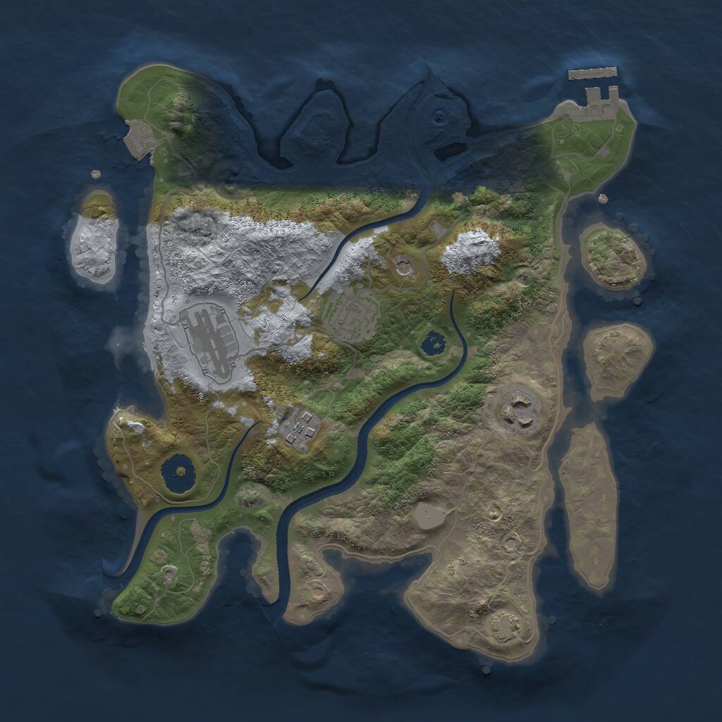 Rust Map: Procedural Map, Size: 3000, Seed: 845891497, 8 Monuments