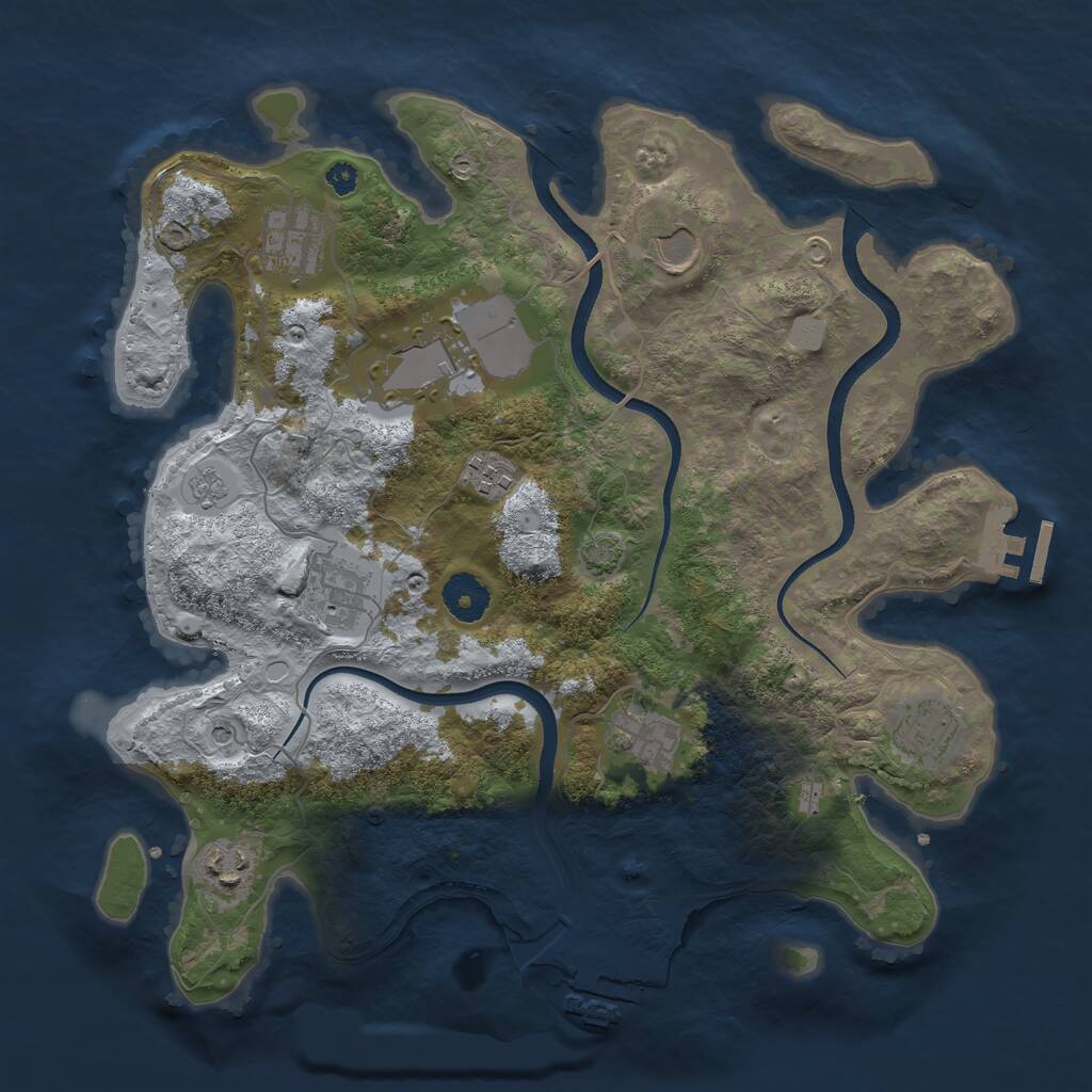 Rust Map: Procedural Map, Size: 3500, Seed: 1823308541, 14 Monuments