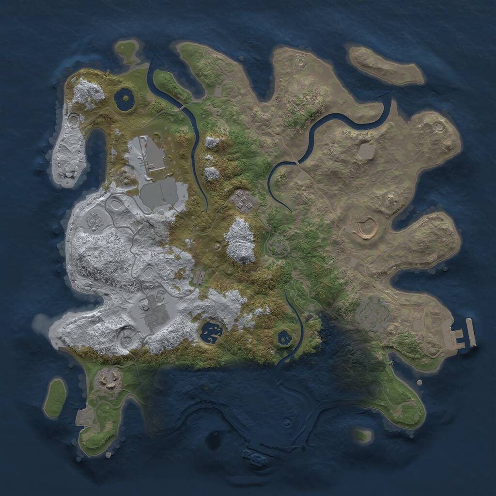 Rust Map: Procedural Map, Size: 3500, Seed: 1823308541, 13 Monuments