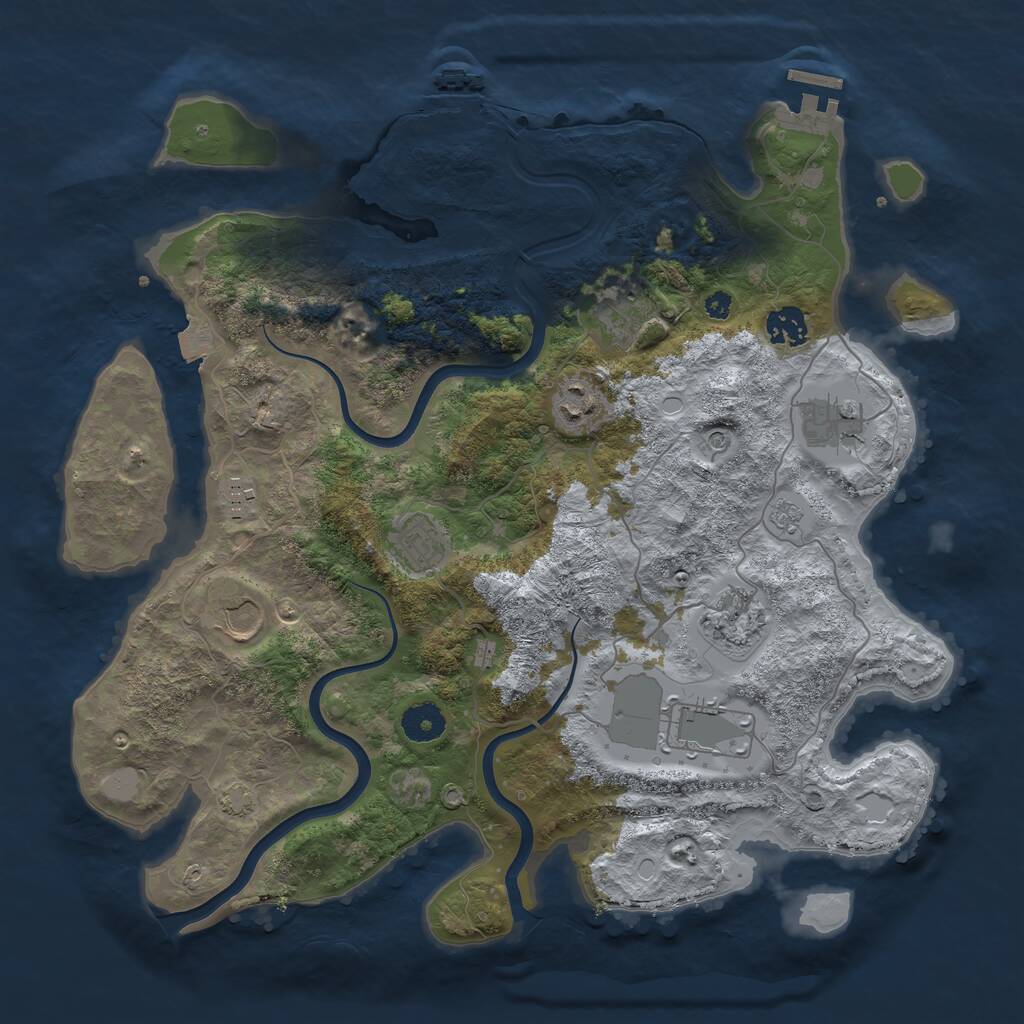 Rust Map: Procedural Map, Size: 3750, Seed: 285780849, 15 Monuments