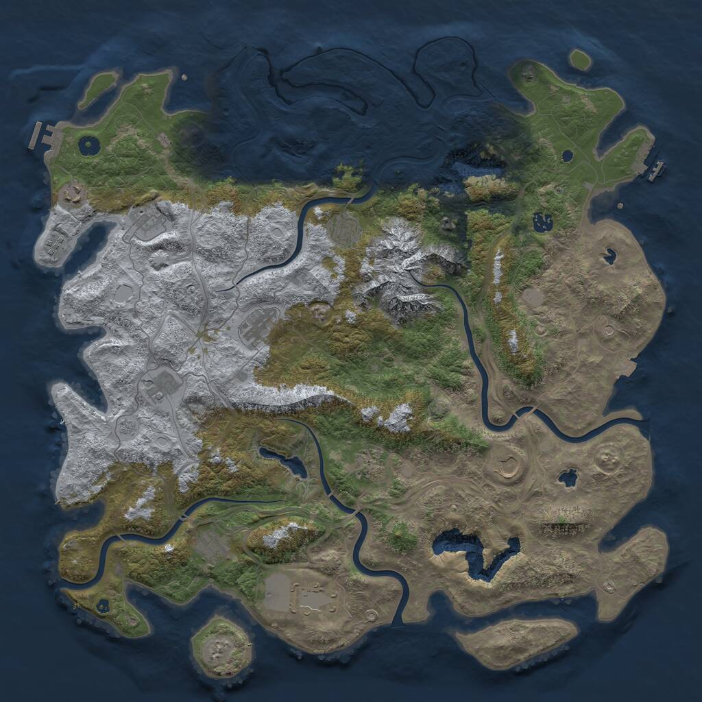 Rust Map: Procedural Map, Size: 5000, Seed: 1184337684, 17 Monuments