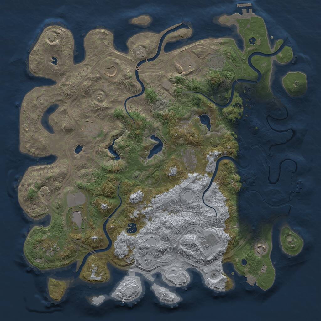 Rust Map: Procedural Map, Size: 4500, Seed: 519005414, 17 Monuments