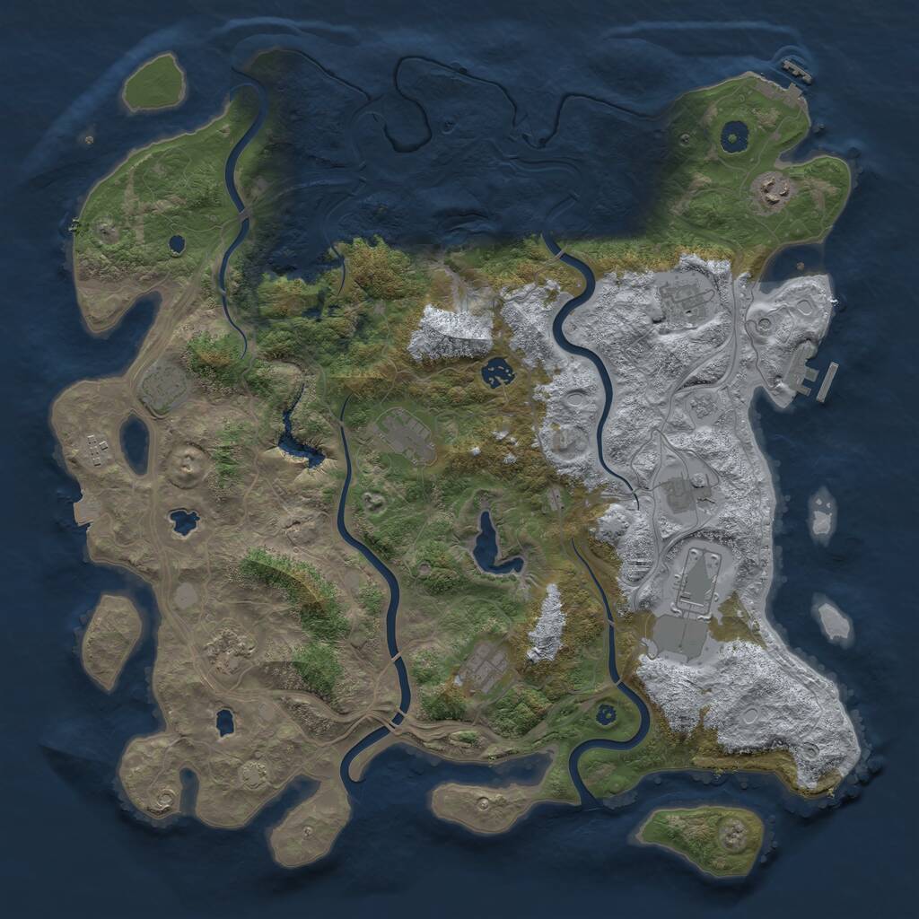 Rust Map: Procedural Map, Size: 4500, Seed: 1660379759, 16 Monuments