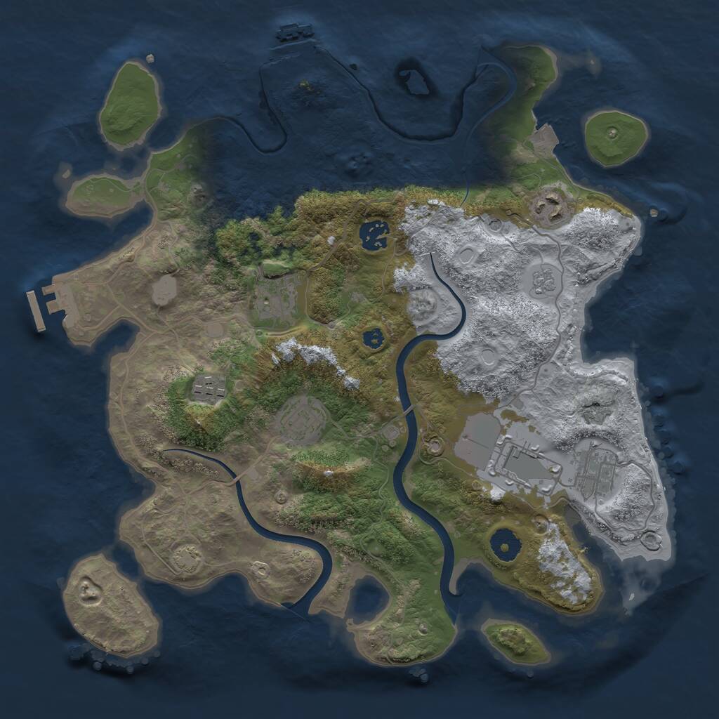 Rust Map: Procedural Map, Size: 3500, Seed: 1369097889, 13 Monuments