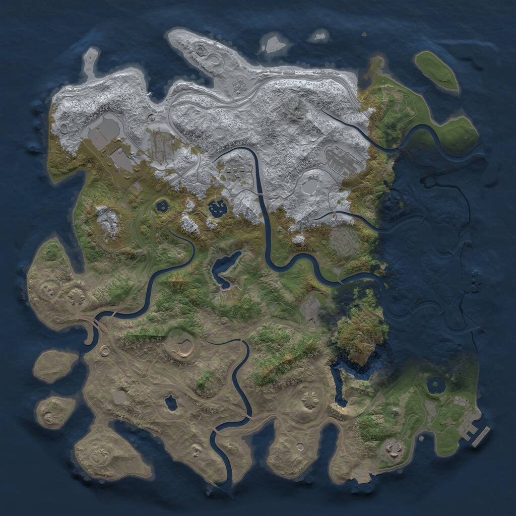 Rust Map: Procedural Map, Size: 4300, Seed: 1187477427, 16 Monuments