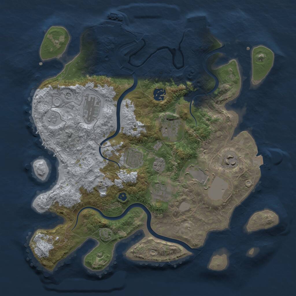 Rust Map: Procedural Map, Size: 3500, Seed: 63417, 14 Monuments