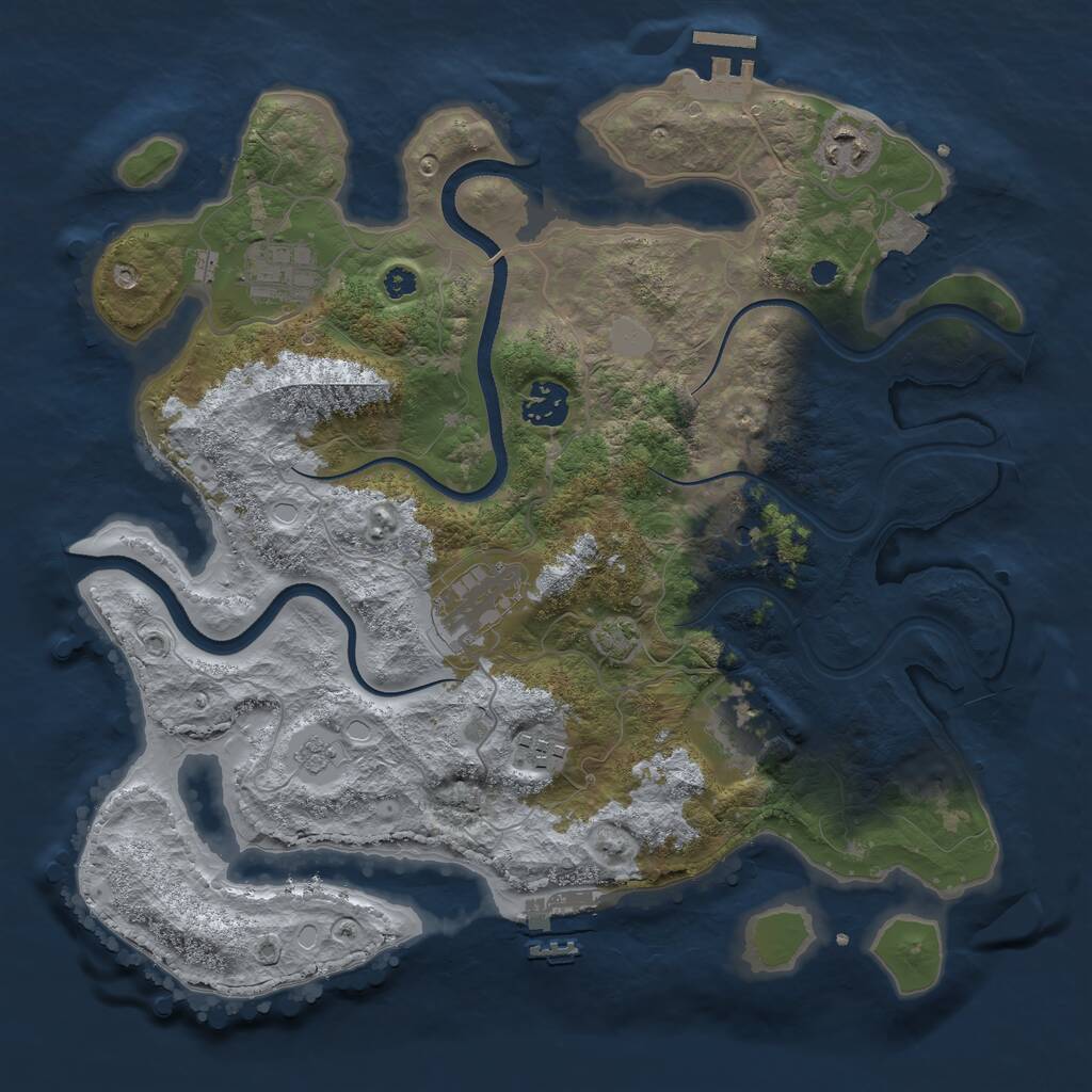 Rust Map: Procedural Map, Size: 3500, Seed: 266706128, 12 Monuments