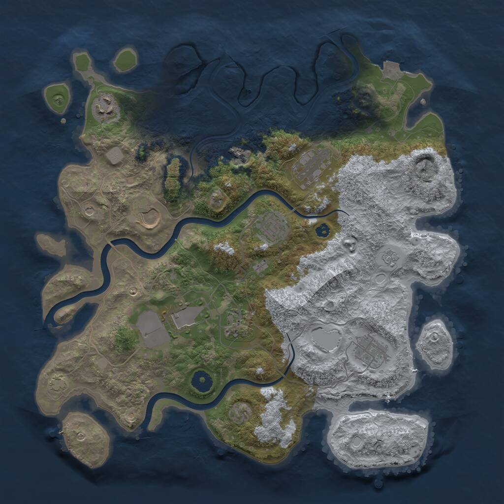 Rust Map: Procedural Map, Size: 3650, Seed: 1556253071, 12 Monuments