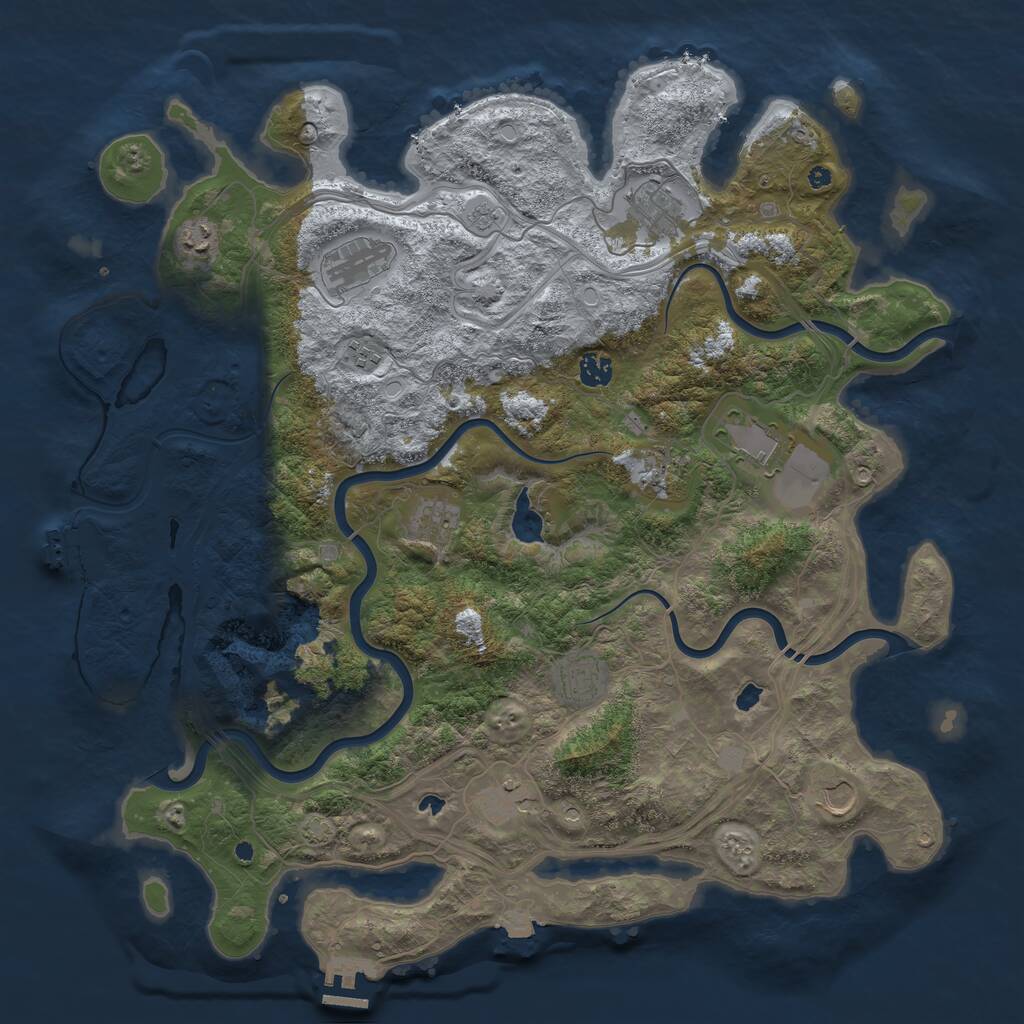 Rust Map: Procedural Map, Size: 4500, Seed: 1383531910, 17 Monuments