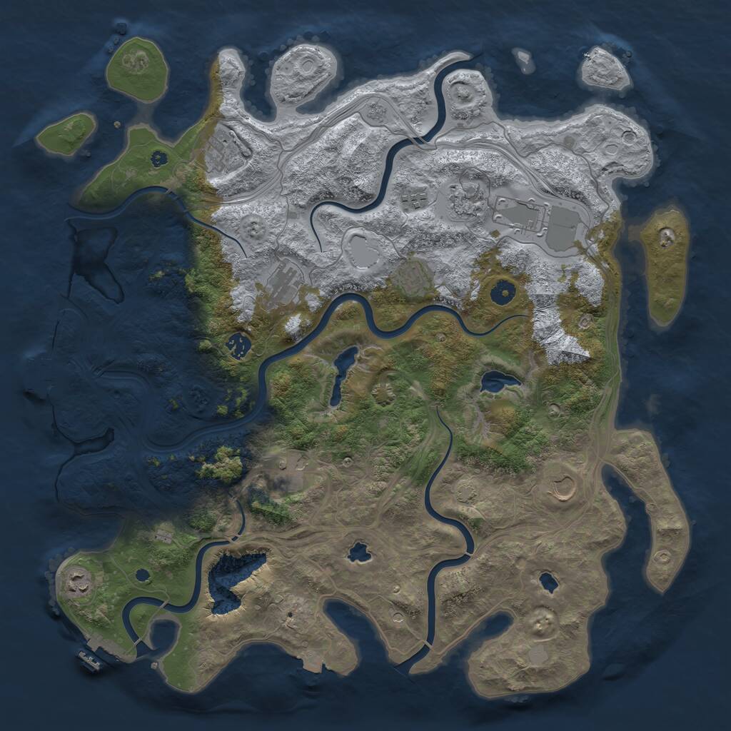 Rust Map: Procedural Map, Size: 4500, Seed: 251234, 16 Monuments