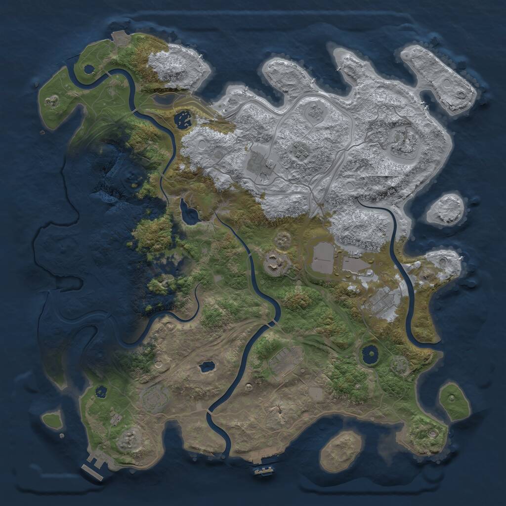 Rust Map: Procedural Map, Size: 4250, Seed: 427142923, 16 Monuments