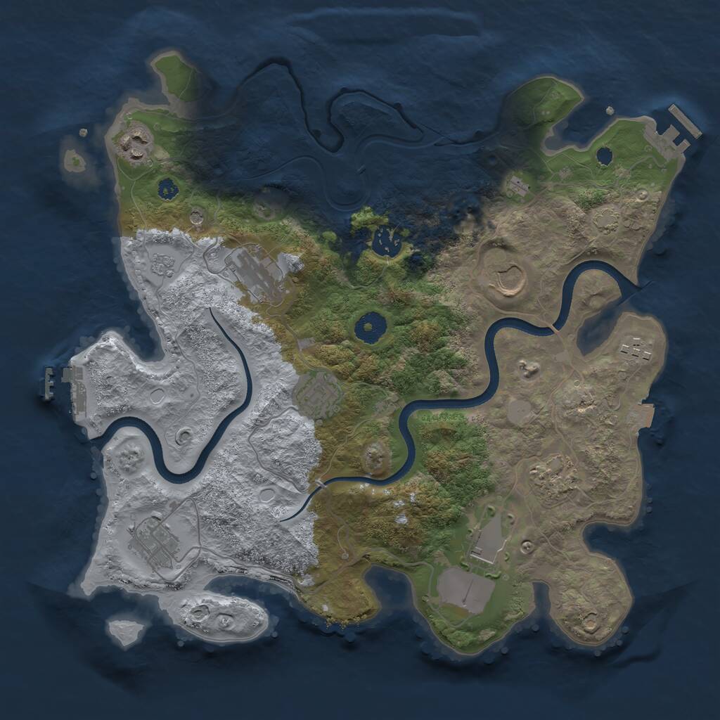 Rust Map: Procedural Map, Size: 3500, Seed: 177668361, 15 Monuments