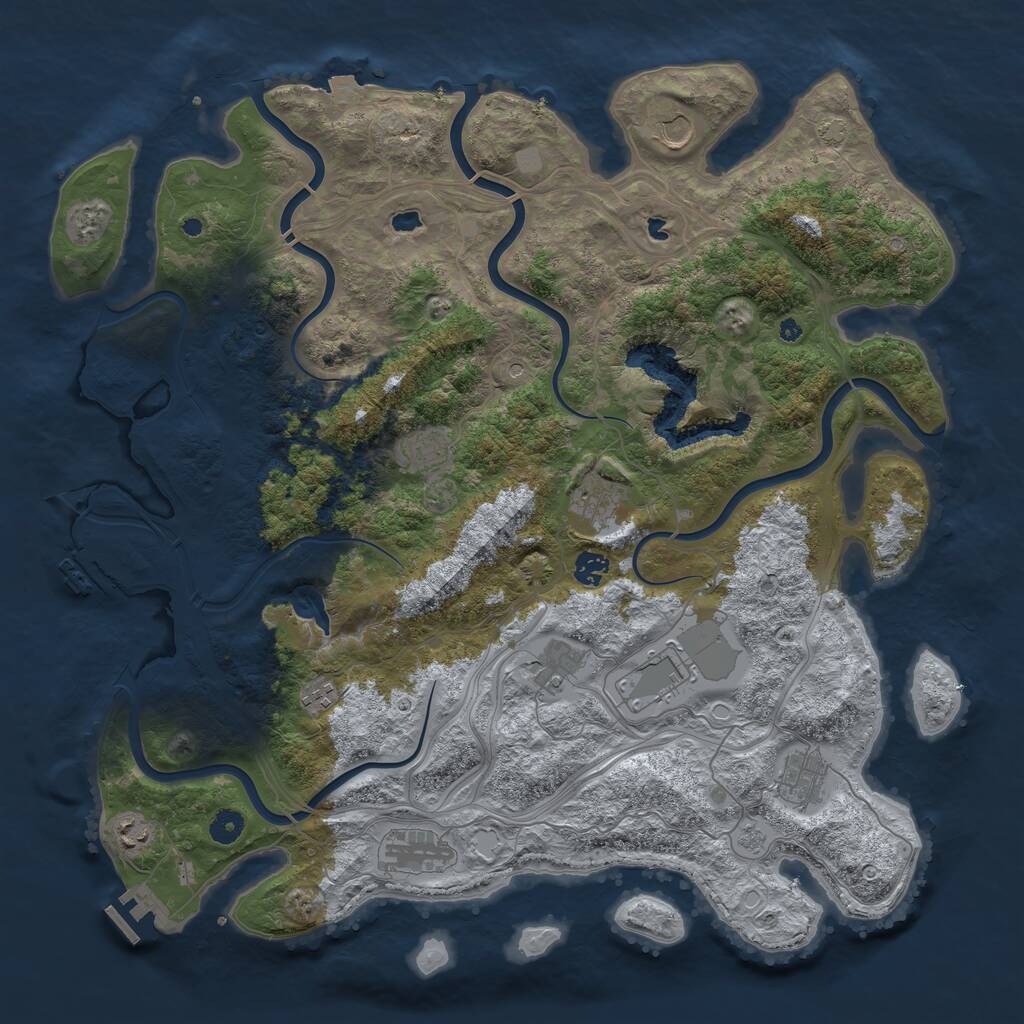 Rust Map: Procedural Map, Size: 4500, Seed: 375358303, 16 Monuments