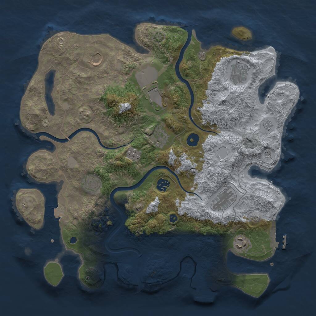 Rust Map: Procedural Map, Size: 3750, Seed: 1827416309, 15 Monuments