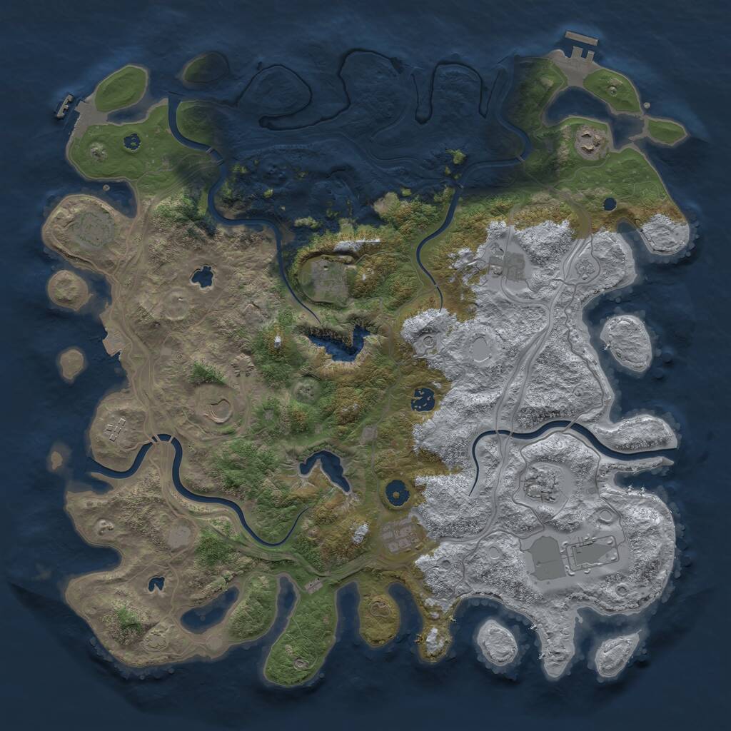 Rust Map: Procedural Map, Size: 4500, Seed: 1421865360, 16 Monuments