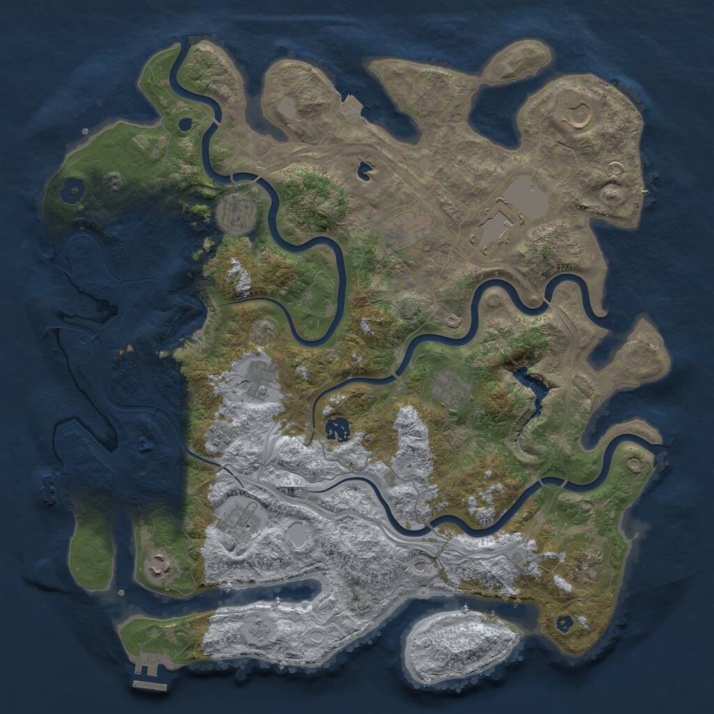 Rust Map: Procedural Map, Size: 4250, Seed: 669039719, 17 Monuments