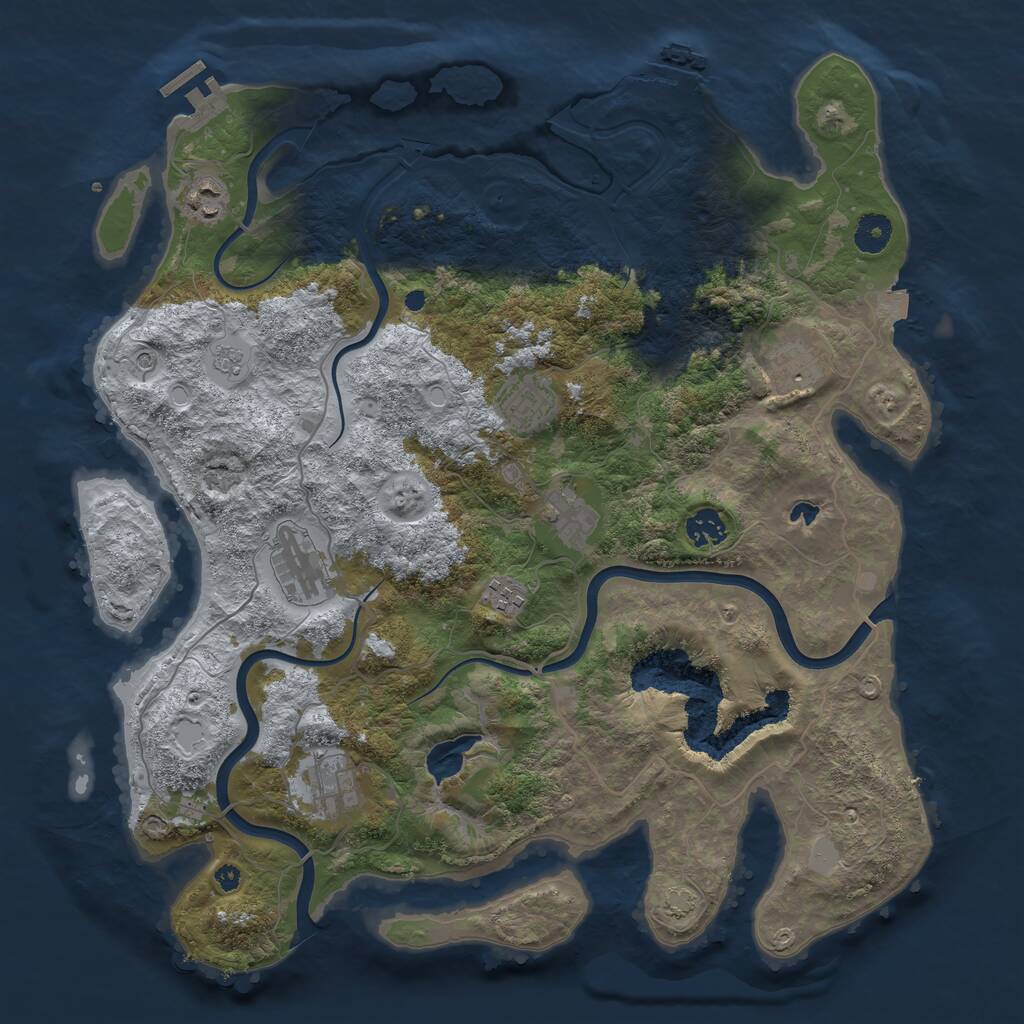 Rust Map: Procedural Map, Size: 4000, Seed: 1915558301, 14 Monuments
