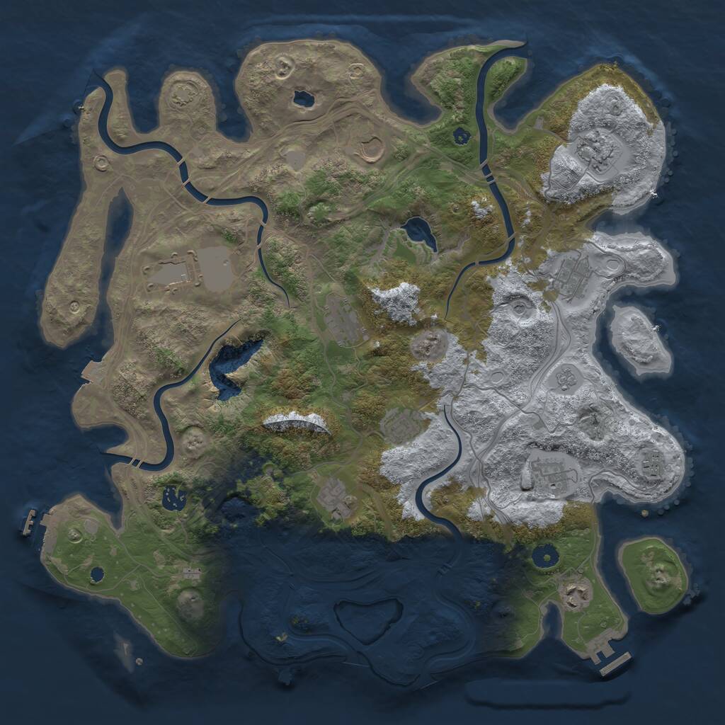 Rust Map: Procedural Map, Size: 4250, Seed: 1882668295, 17 Monuments