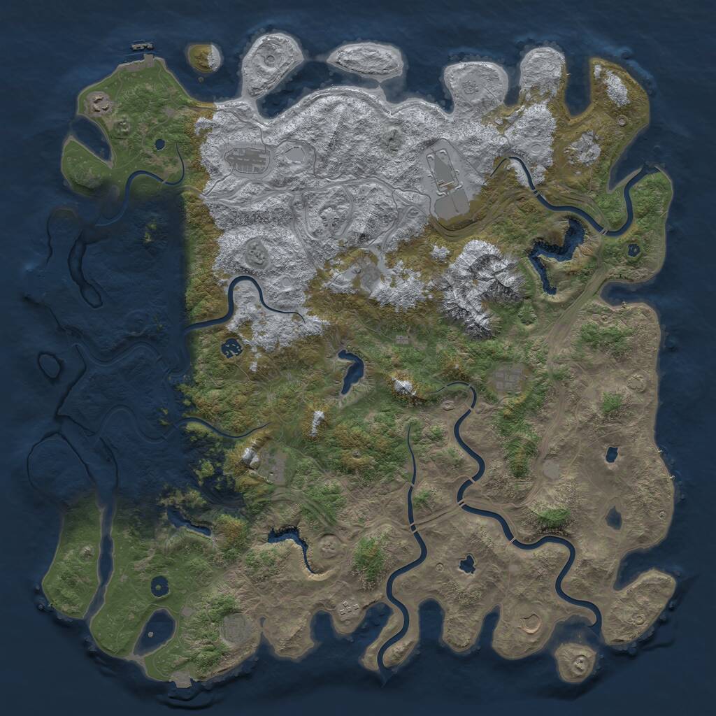 Rust Map: Procedural Map, Size: 5500, Seed: 992576754, 17 Monuments