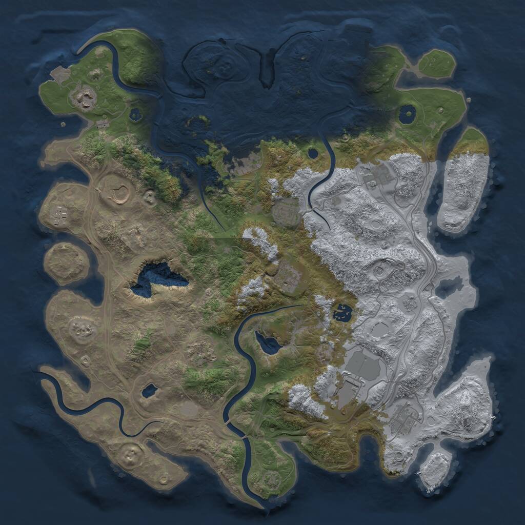 Rust Map: Procedural Map, Size: 4250, Seed: 1866885889, 16 Monuments