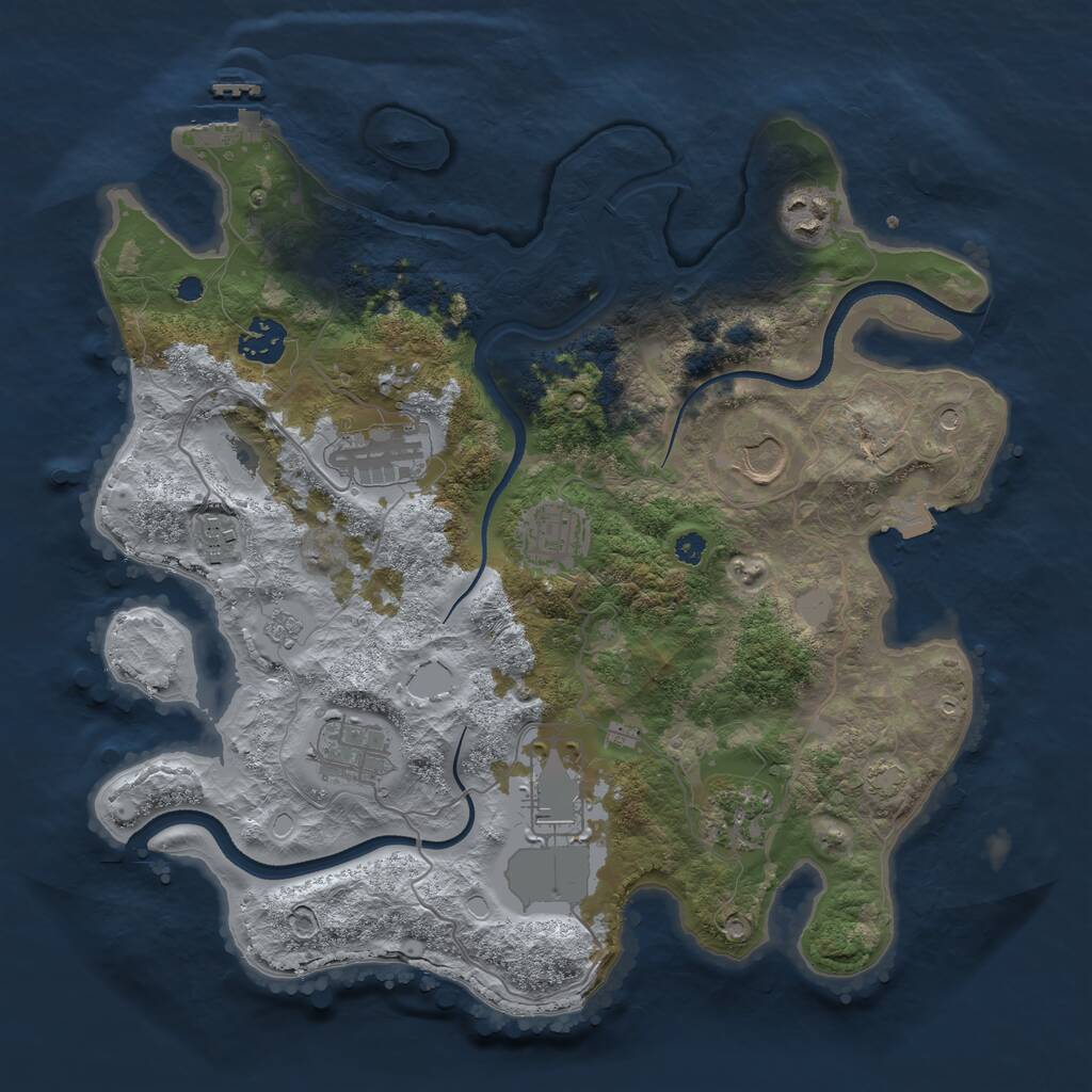 Rust Map: Procedural Map, Size: 3500, Seed: 648275, 14 Monuments