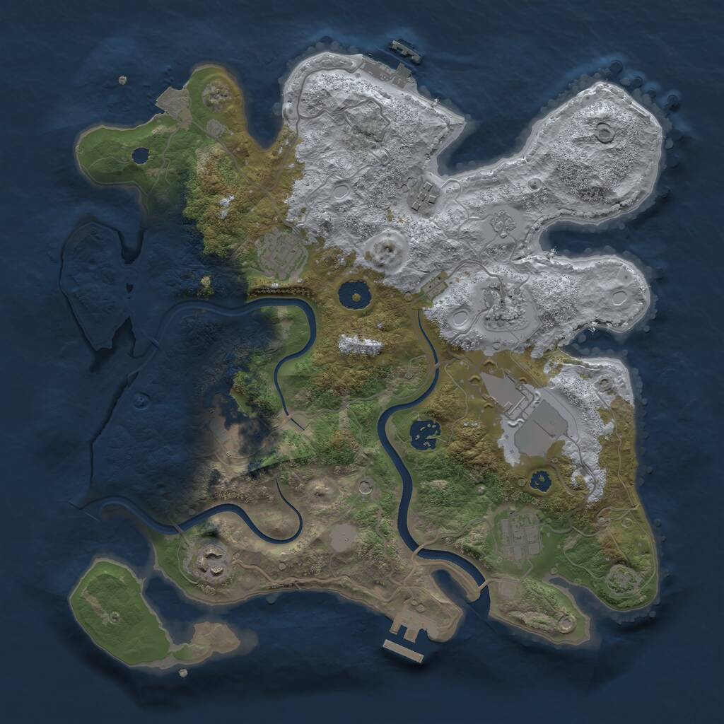 Rust Map: Procedural Map, Size: 3500, Seed: 1270155184, 14 Monuments