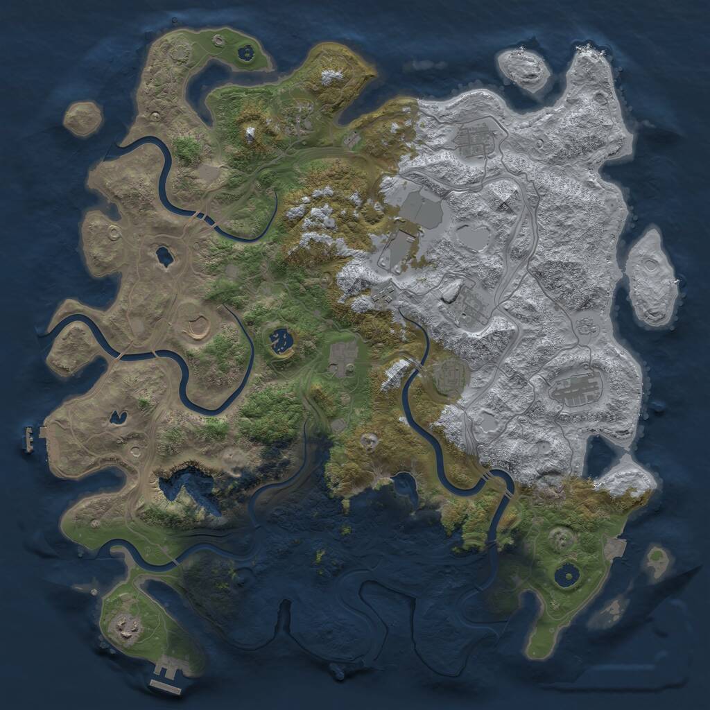 Rust Map: Procedural Map, Size: 4500, Seed: 2052186086, 17 Monuments