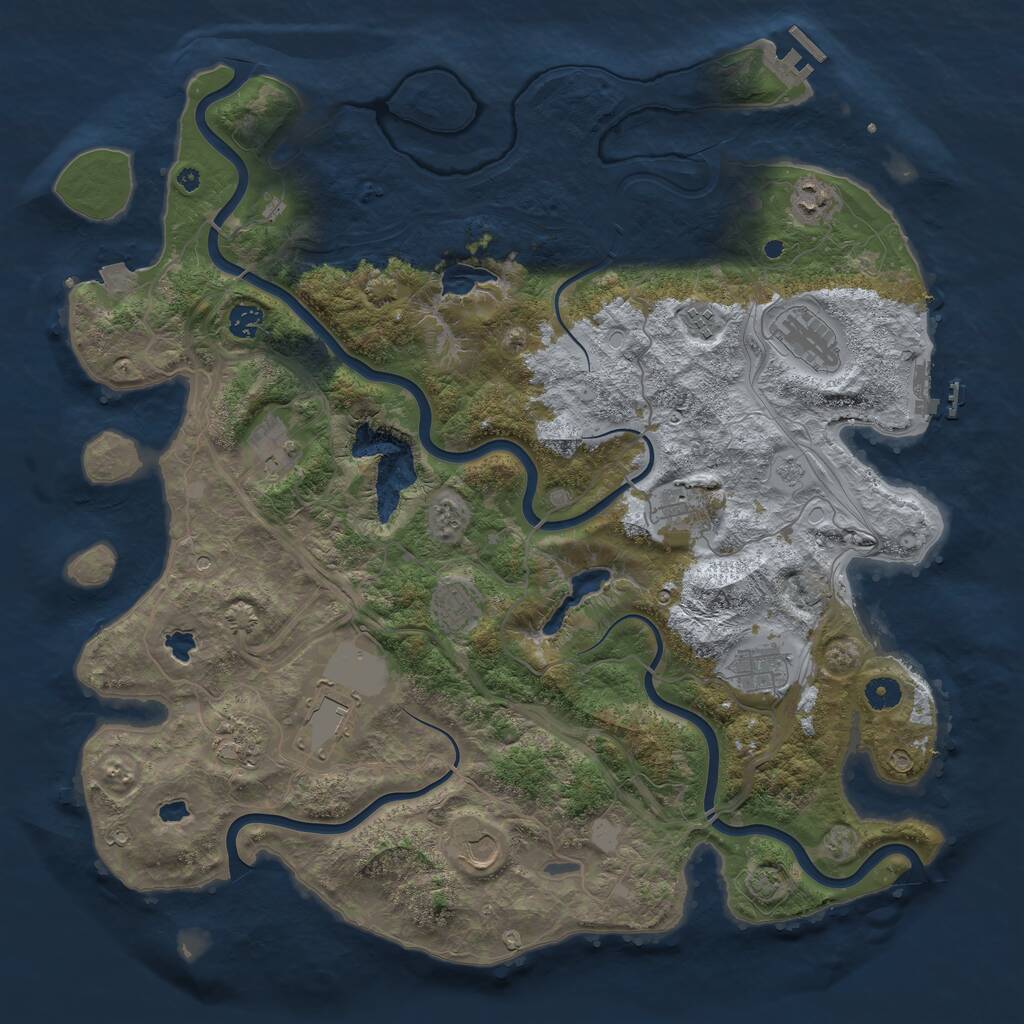 Rust Map: Procedural Map, Size: 4500, Seed: 1012927690, 17 Monuments