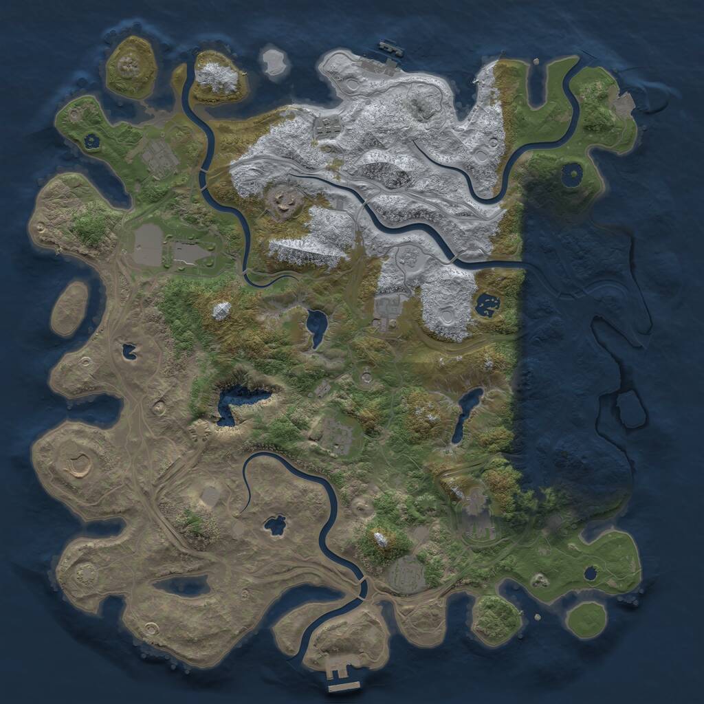 Rust Map: Procedural Map, Size: 4500, Seed: 459151368, 16 Monuments