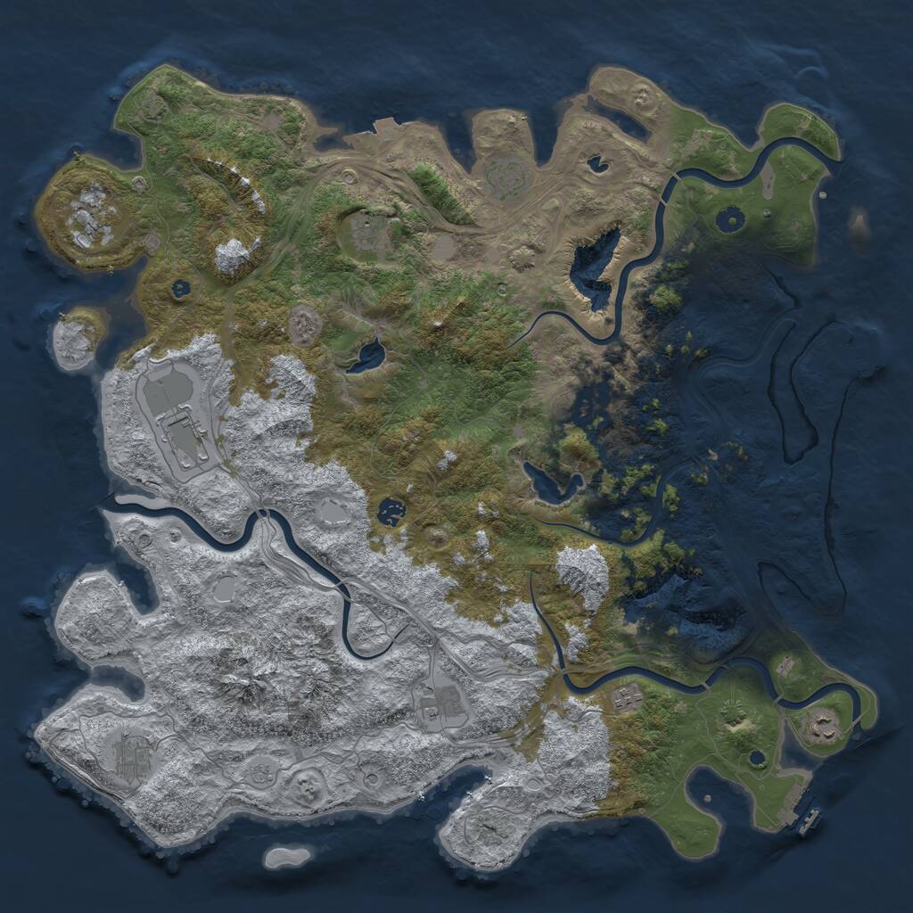 Rust Map: Procedural Map, Size: 5000, Seed: 943161216, 16 Monuments