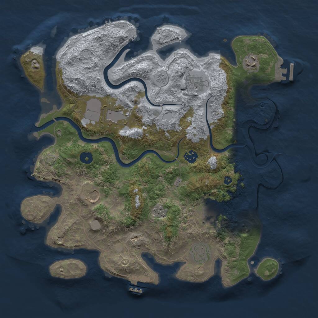 Rust Map: Procedural Map, Size: 3750, Seed: 28837168, 14 Monuments