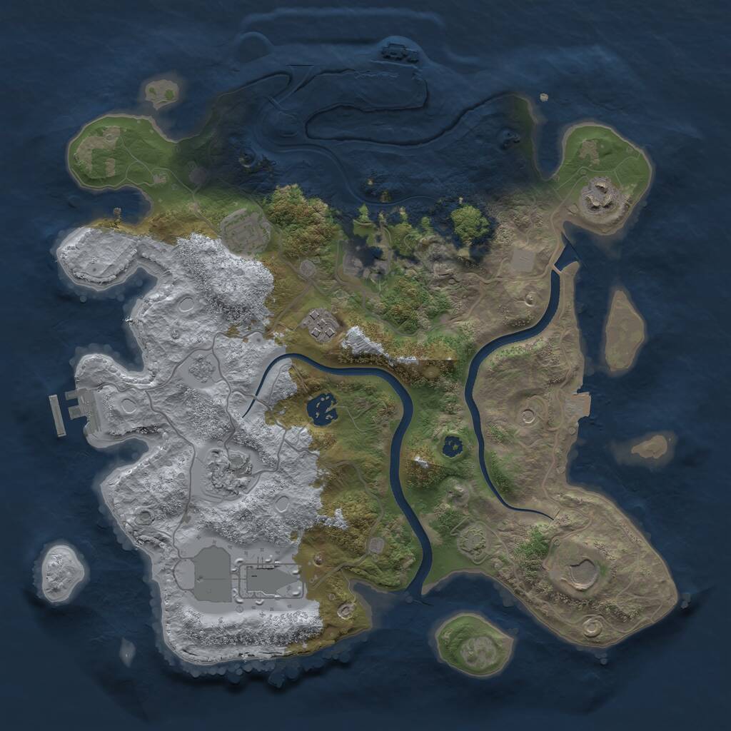 Rust Map: Procedural Map, Size: 3500, Seed: 1809470223, 14 Monuments