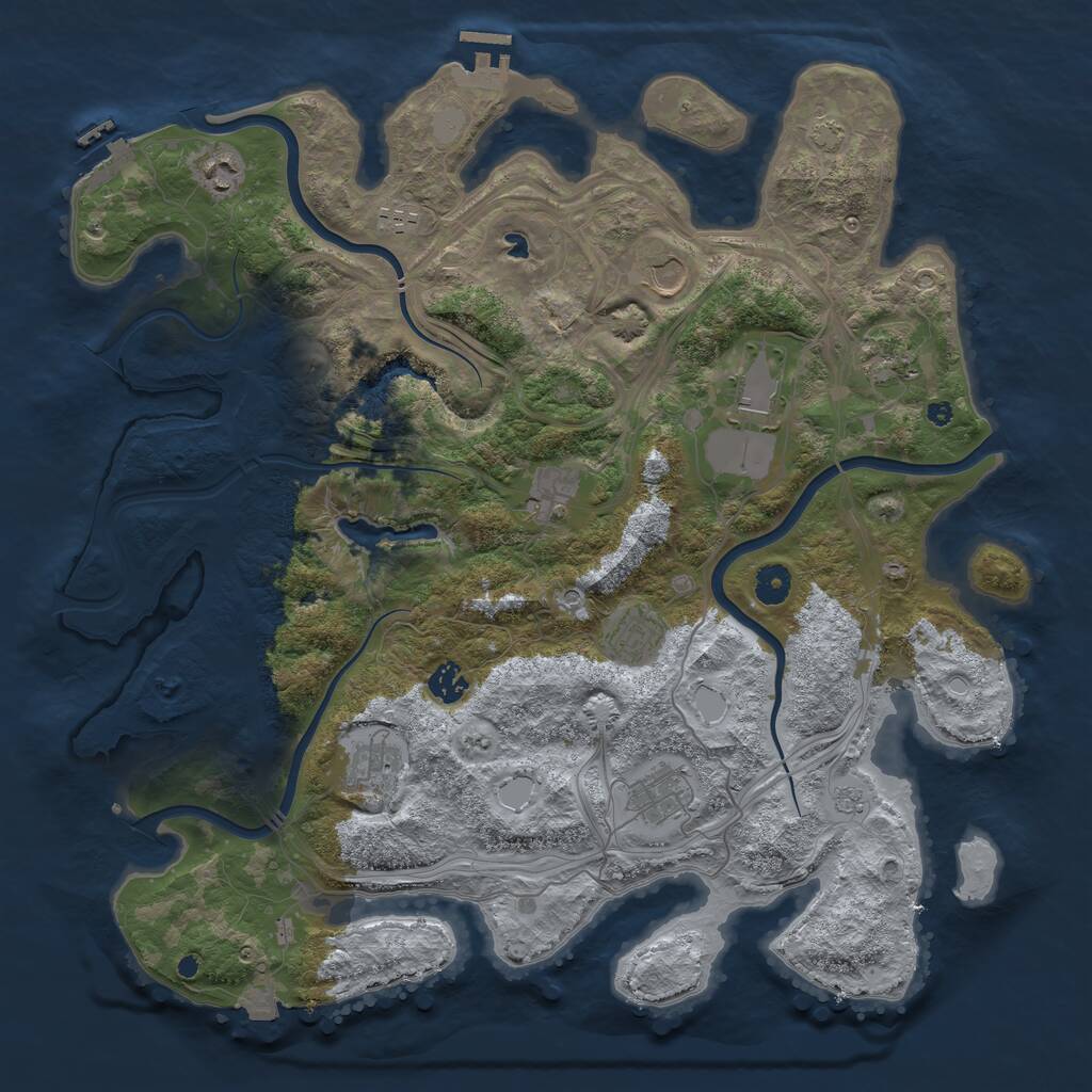 Rust Map: Procedural Map, Size: 4250, Seed: 1240480912, 16 Monuments