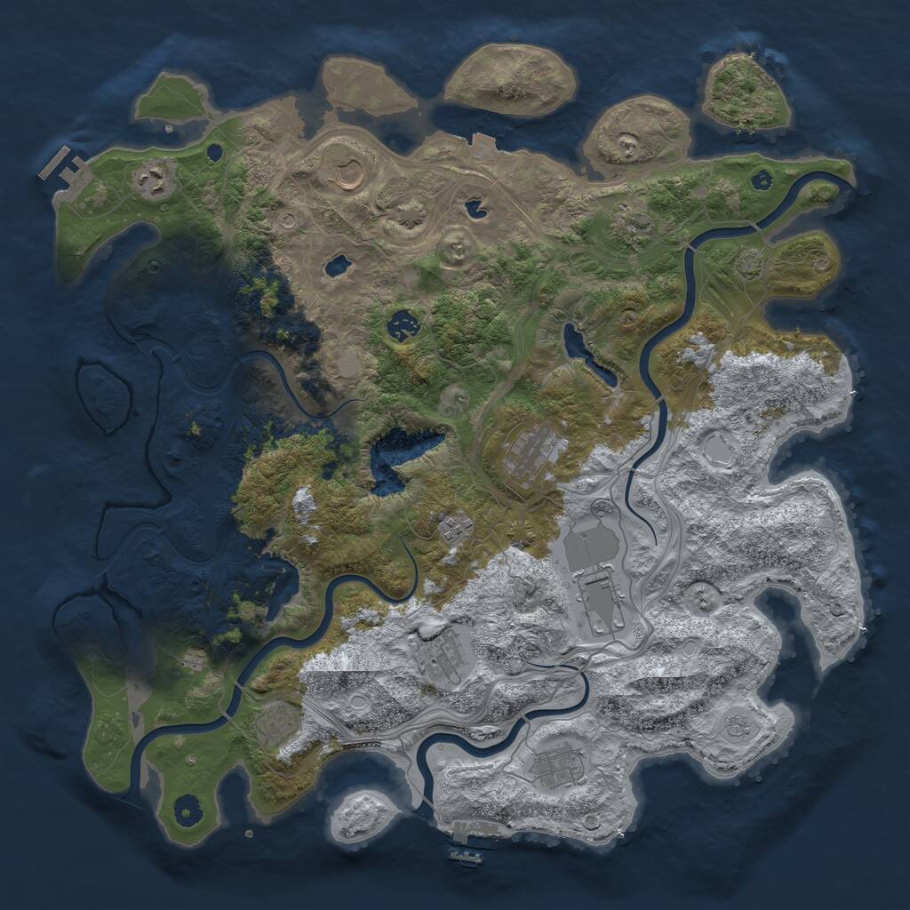 Rust Map: Procedural Map, Size: 4500, Seed: 213653, 16 Monuments
