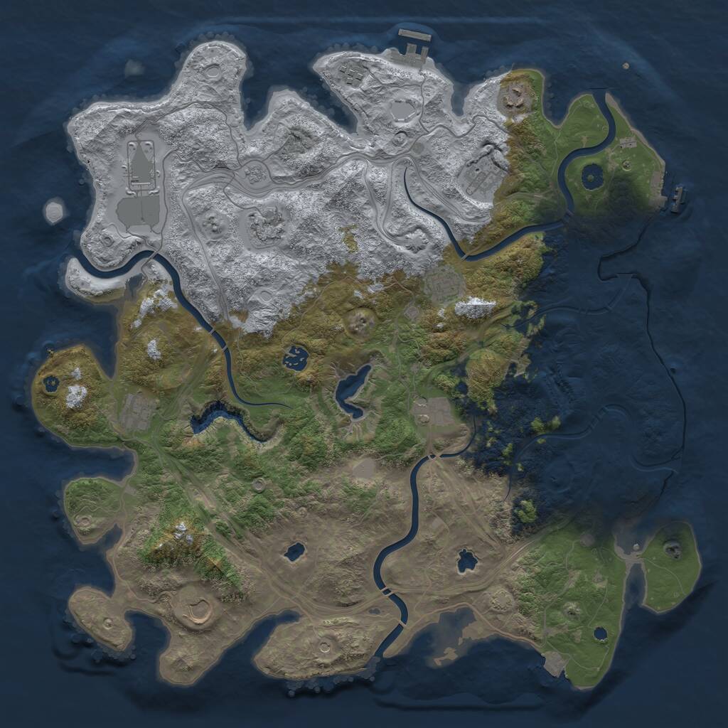 Rust Map: Procedural Map, Size: 4500, Seed: 490385533, 16 Monuments