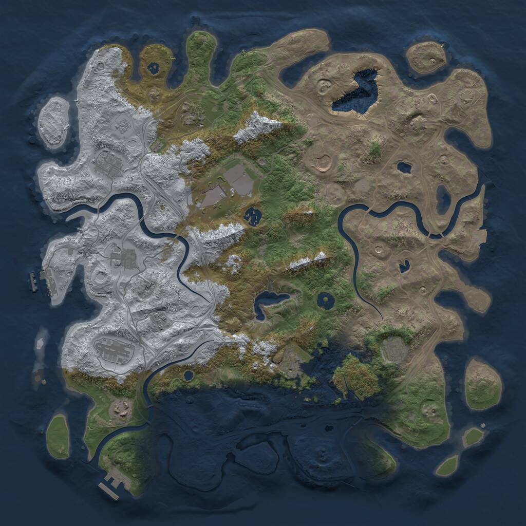 Rust Map: Procedural Map, Size: 4500, Seed: 257660094, 17 Monuments