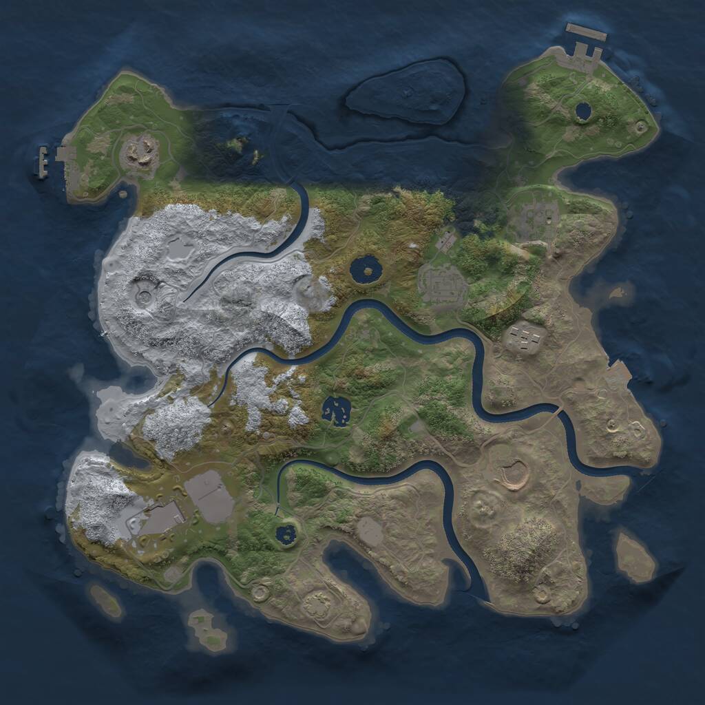 Rust Map: Procedural Map, Size: 3500, Seed: 1974028166, 12 Monuments