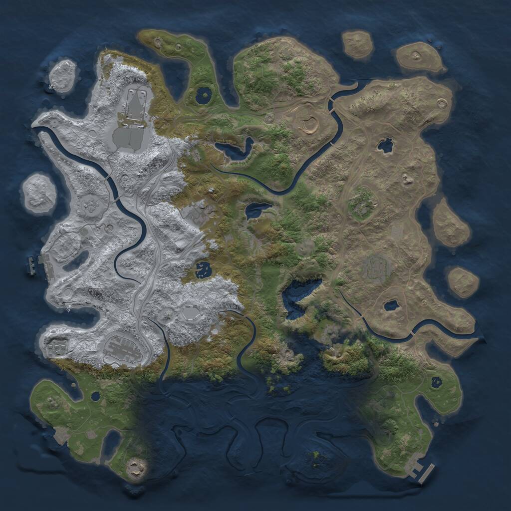 Rust Map: Procedural Map, Size: 4500, Seed: 1576686191, 16 Monuments