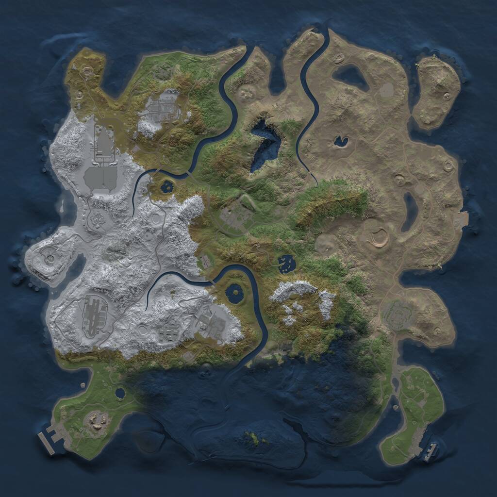 Rust Map: Procedural Map, Size: 4000, Seed: 623053110, 16 Monuments