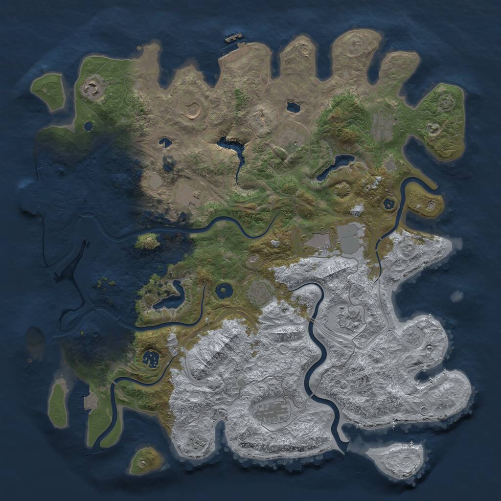 Rust Map: Procedural Map, Size: 4500, Seed: 1539870744, 17 Monuments