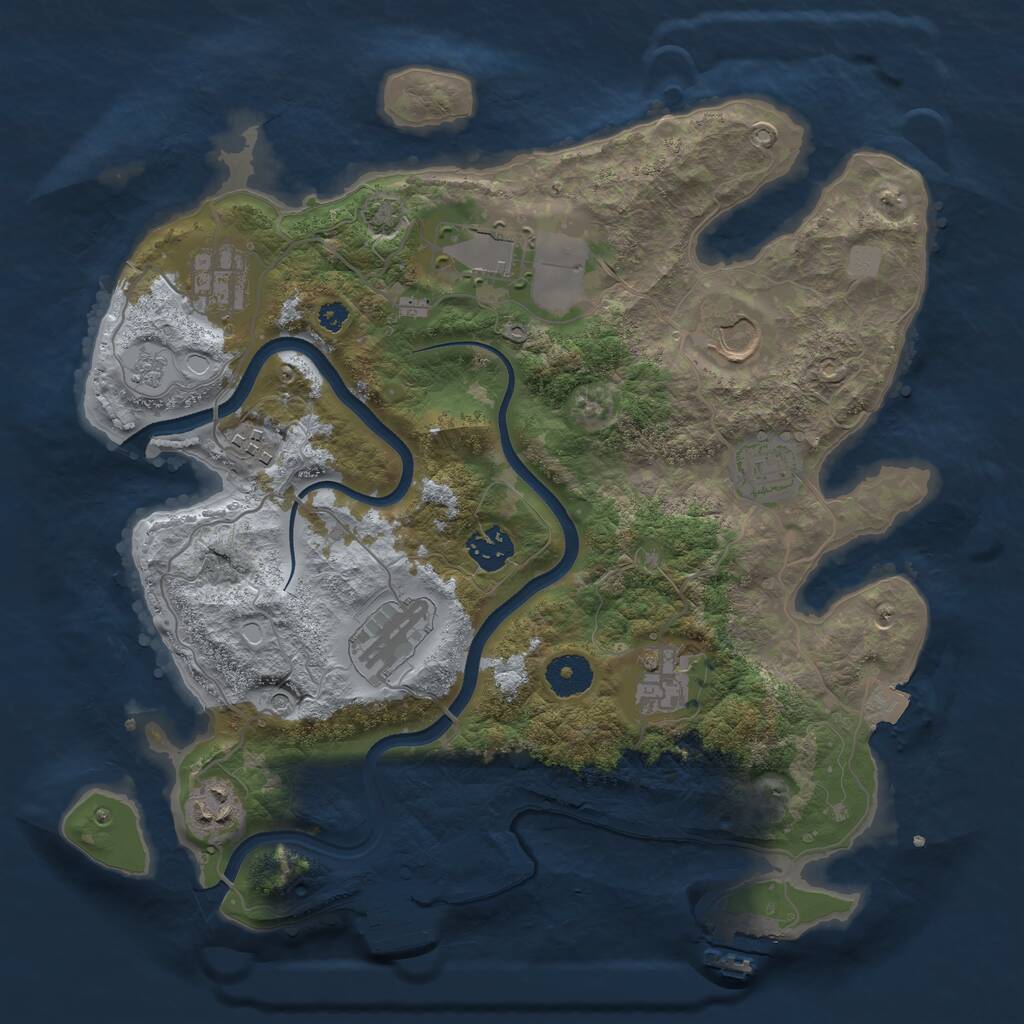 Rust Map: Procedural Map, Size: 3500, Seed: 12949, 15 Monuments