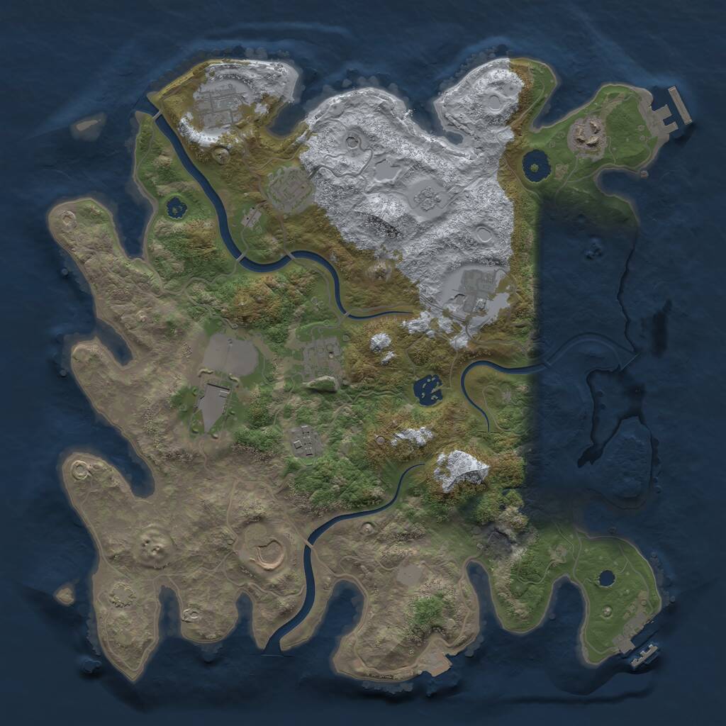 Rust Map: Procedural Map, Size: 3650, Seed: 26875398, 15 Monuments