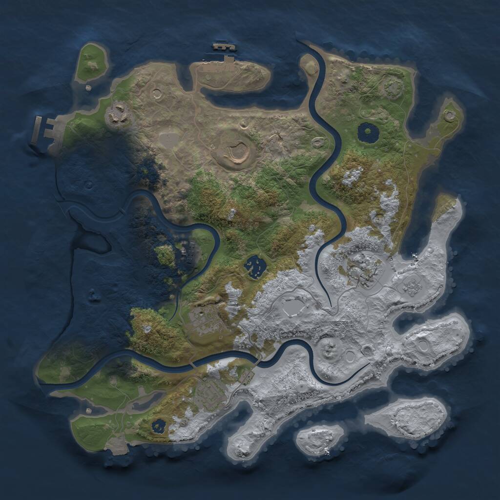 Rust Map: Procedural Map, Size: 3500, Seed: 1922612086, 13 Monuments