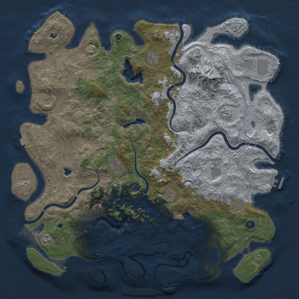 Rust Map: Procedural Map, Size: 5000, Seed: 572381280, 17 Monuments
