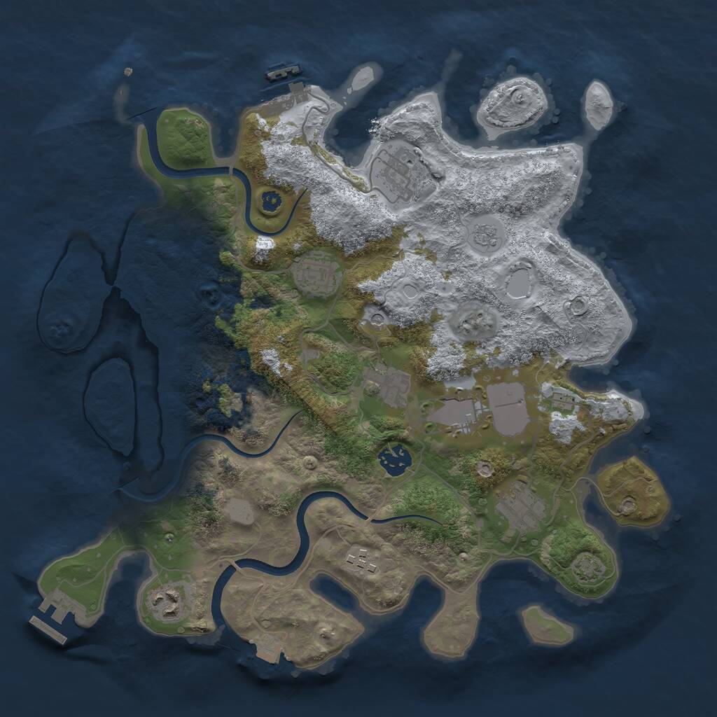 Rust Map: Procedural Map, Size: 3500, Seed: 521077681, 14 Monuments