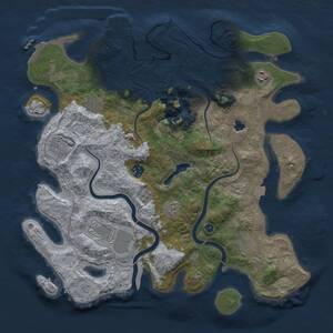 Thumbnail Rust Map: Procedural Map, Size: 4000, Seed: 425281, 13 Monuments
